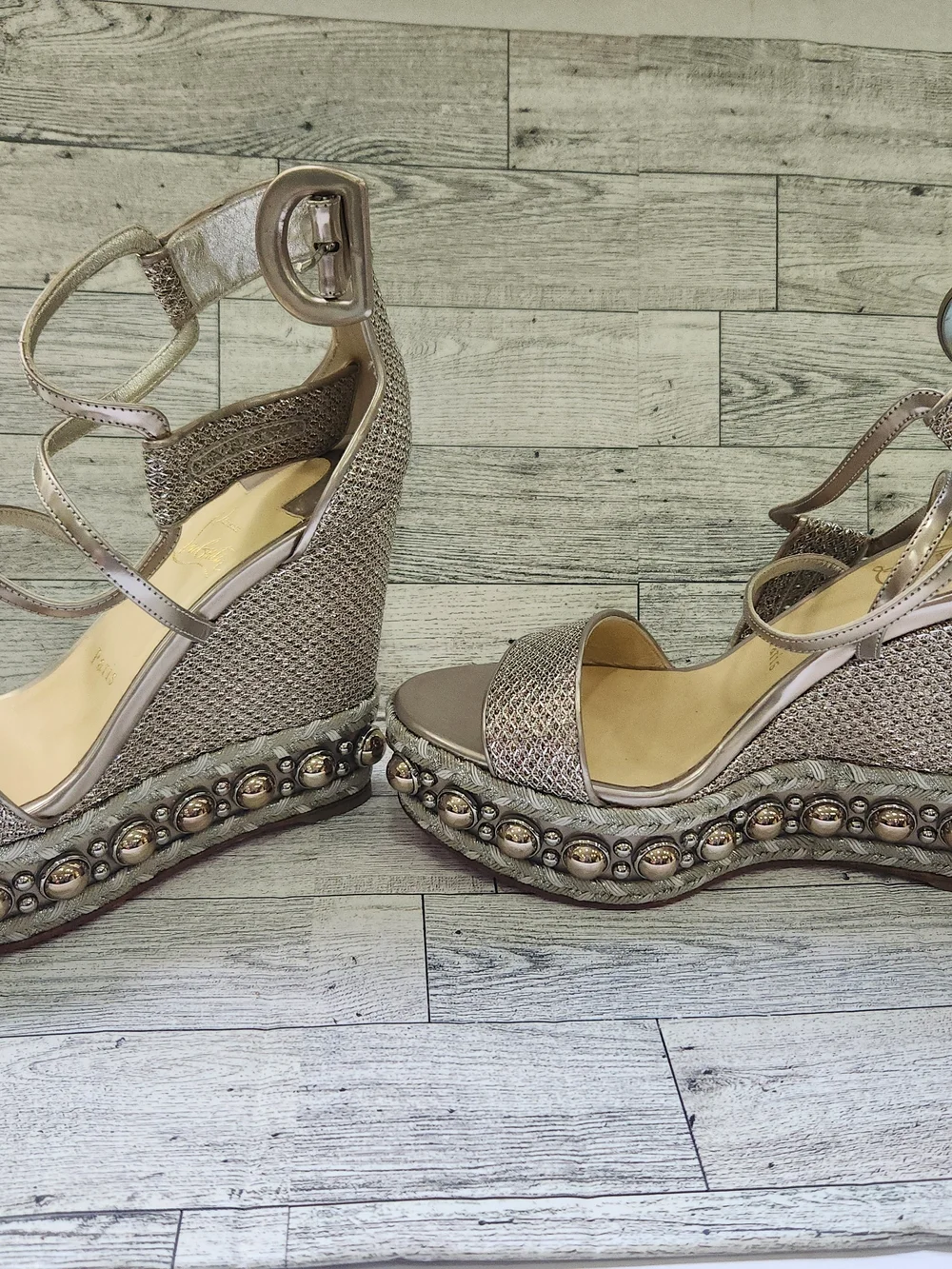 Christian Louboutin Chocazeppa 120 Glitter Diamanté Specchio Wedge Sandals